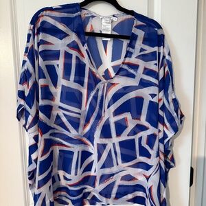 Chico's Americana Sheer Blouse / Poncho Sz S/M